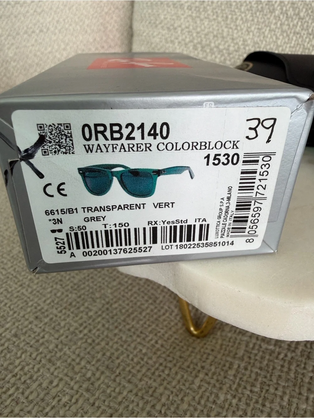 Brand New Ray-Ban Wayfarer Colorbock Transparent Vert